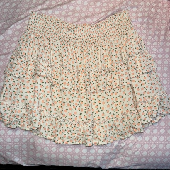 aerie Dresses & Skirts - Aerie Floral Mini Skirt - Cream and Pink